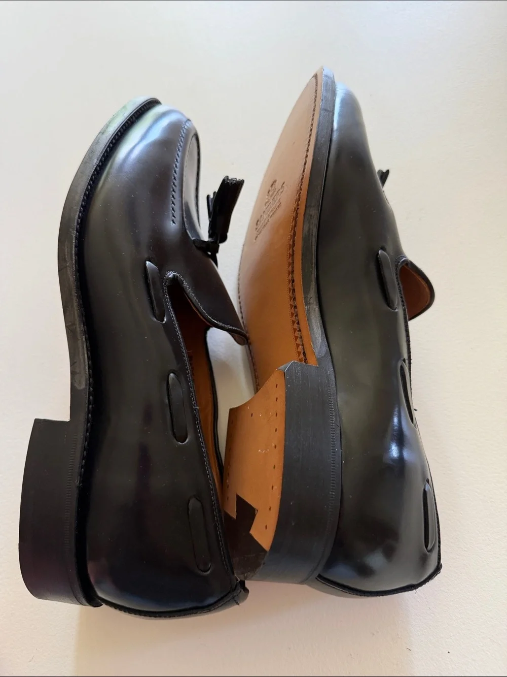 Todd Snyder X Sanders Black Tassel Leather Loafers Sz 9.5.  New. Box28